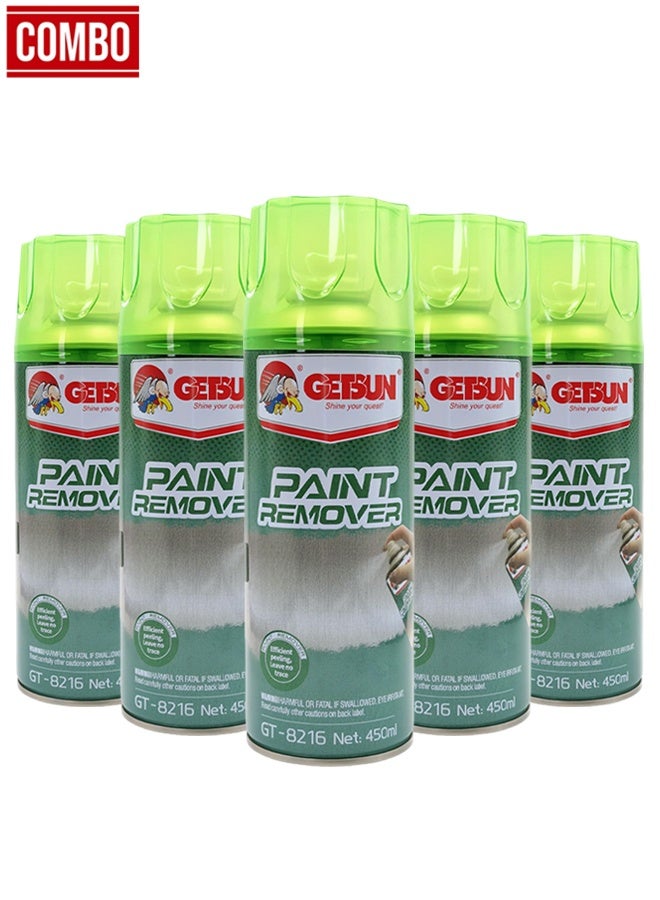 جيتسون عبوة بخاخ مزيل طلاء مكونة من 5 قطع بسعة 450 مل - مزيل طلاء سريع المفعول على شكل بخاخ للمعادن وقطع غيار السيارات والأسطح، تركيبة سهلة التقشير، عبوة اقتصادية - GT-8216 - Image 1