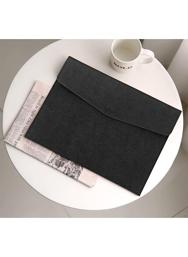 erorex Pu Leather A4 Document Holder File Organizer With Magnetic Snap Closure Black - Image 2