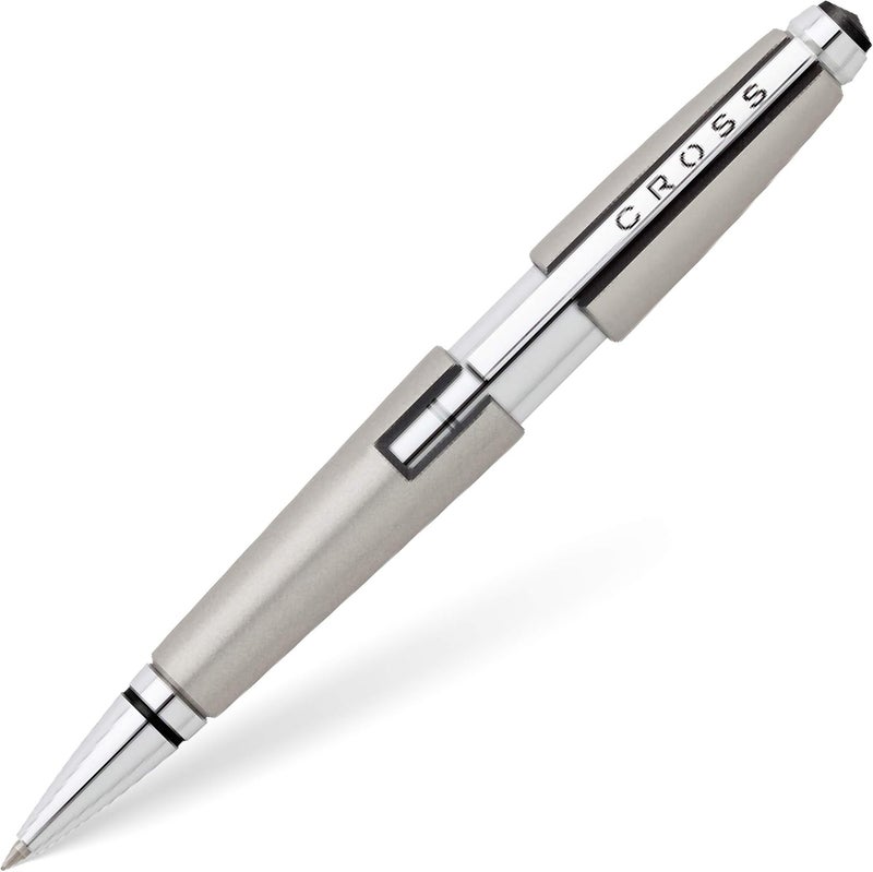 Cross Edge Roller Ball Pen in Titanium Blast - Innovative Slide-Open Design - Image 1