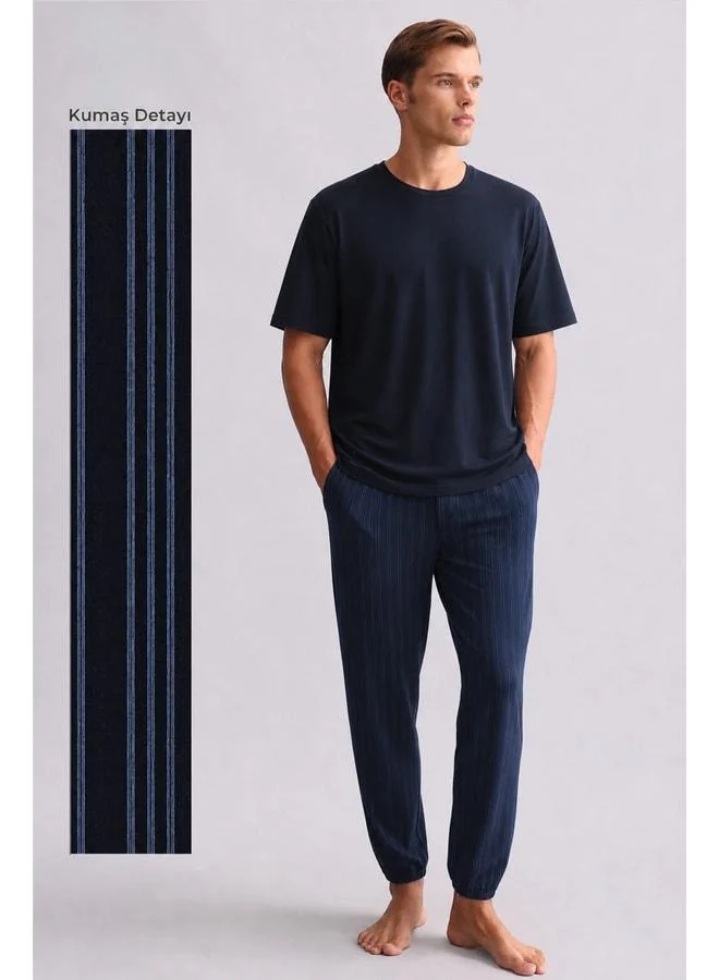 Aytuğ Men's cotton Jogger Pants in Navy