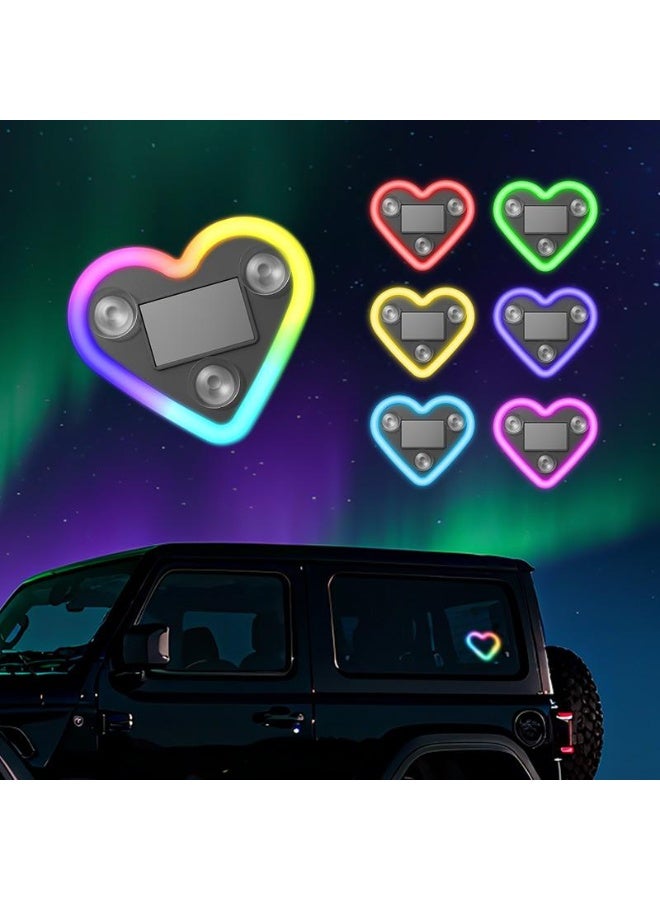 ECLux Solar Powered Wireless LED Heart Shape C-Pillar Neon Light Eco-Friendly Modern Stylish Look for Car Interior Decor 9.57mm x 8.42mm x 15.36mm - Image 1