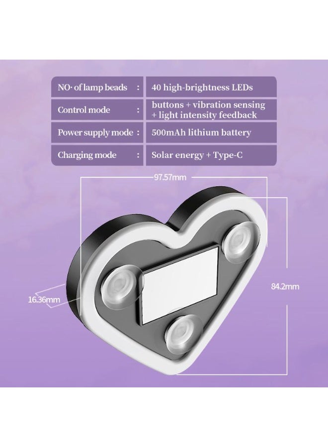 ECLux Solar Powered Wireless LED Heart Shape C-Pillar Neon Light Eco-Friendly Modern Stylish Look for Car Interior Decor 9.57mm x 8.42mm x 15.36mm - Image 2