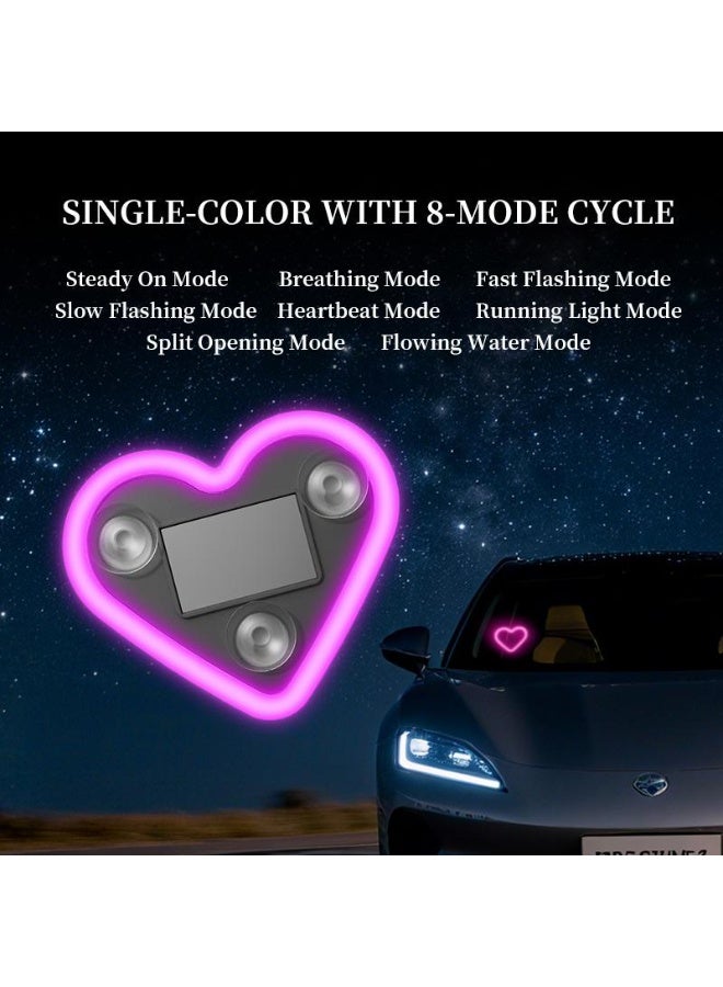 ECLux Solar Powered Wireless LED Heart Shape C-Pillar Neon Light Eco-Friendly Modern Stylish Look for Car Interior Decor 9.57mm x 8.42mm x 15.36mm - Image 5
