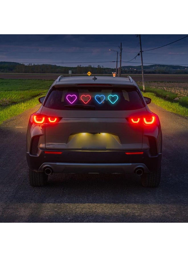 ECLux Solar Powered Wireless LED Heart Shape C-Pillar Neon Light Eco-Friendly Modern Stylish Look for Car Interior Decor 9.57mm x 8.42mm x 15.36mm - Image 3