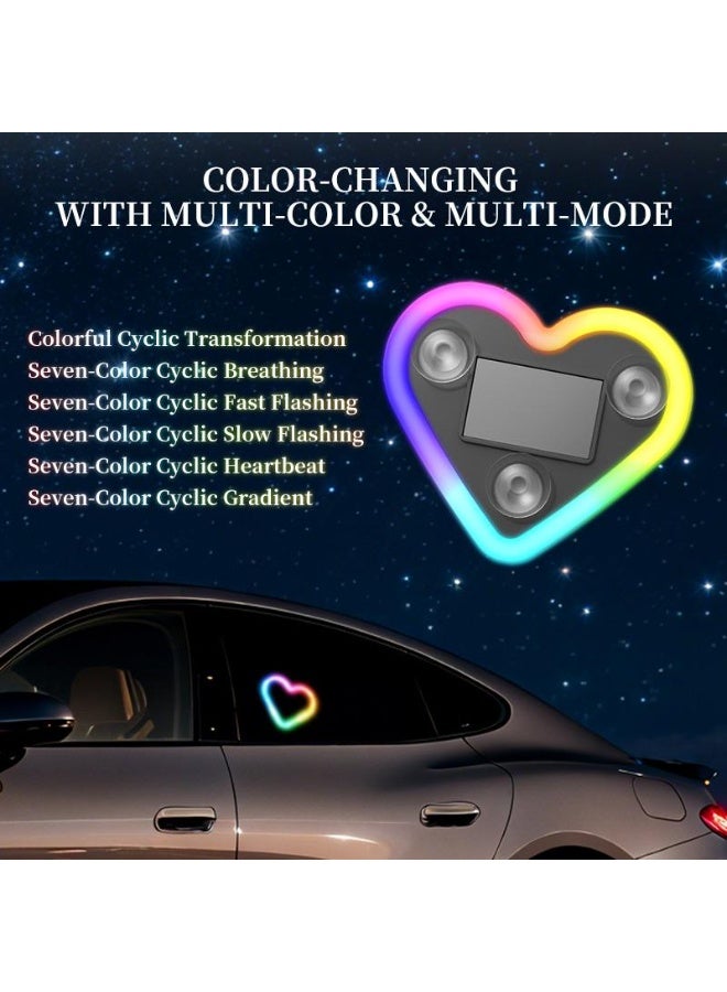 ECLux Solar Powered Wireless LED Heart Shape C-Pillar Neon Light Eco-Friendly Modern Stylish Look for Car Interior Decor 9.57mm x 8.42mm x 15.36mm - Image 4