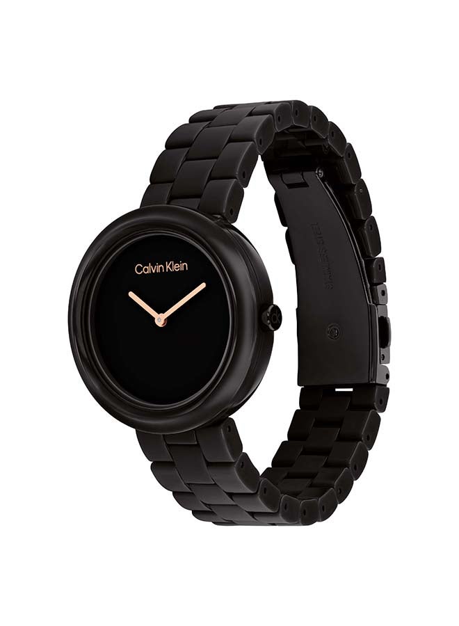 CALVIN KLEIN ROUND ANALOG WOMEN'S BLACK CASE WATCH - 25100075 - Image 1