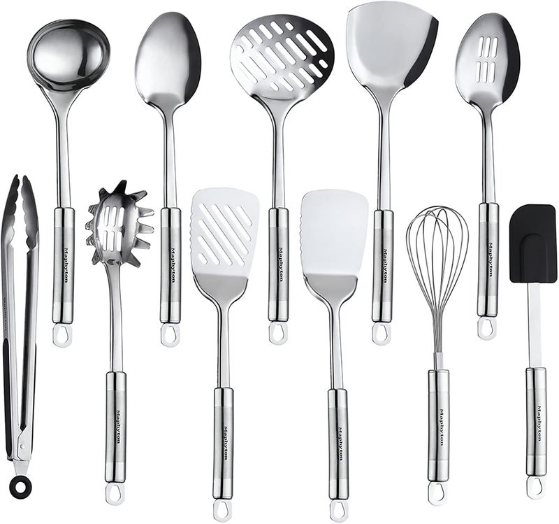 Maphyton Cooking Utensil Set, 11 PCS Stainless Steel Kitchen Utensil Set, Nonstick Kitchen Gadgets Cookware Set with Spatula - Image 1