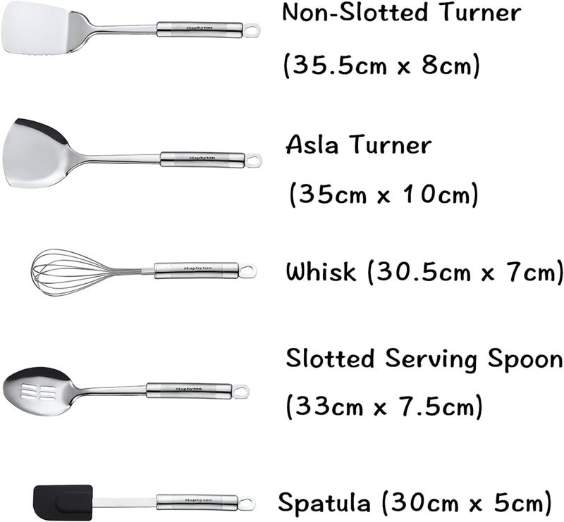 Maphyton Cooking Utensil Set, 11 PCS Stainless Steel Kitchen Utensil Set, Nonstick Kitchen Gadgets Cookware Set with Spatula - Image 3