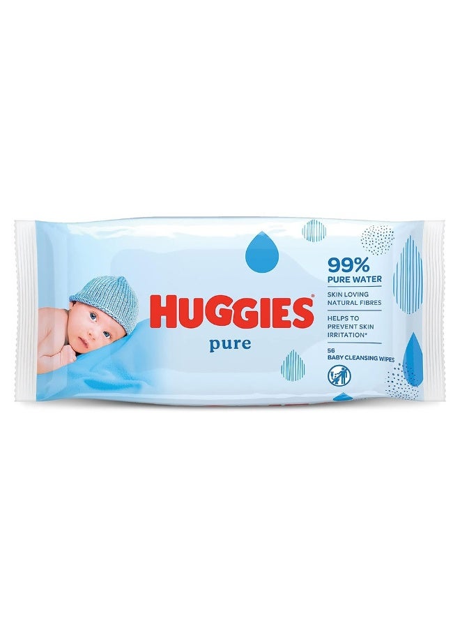 HUGGIES Pure Cleansing Baby Wet Wipes, Pack of 56’s