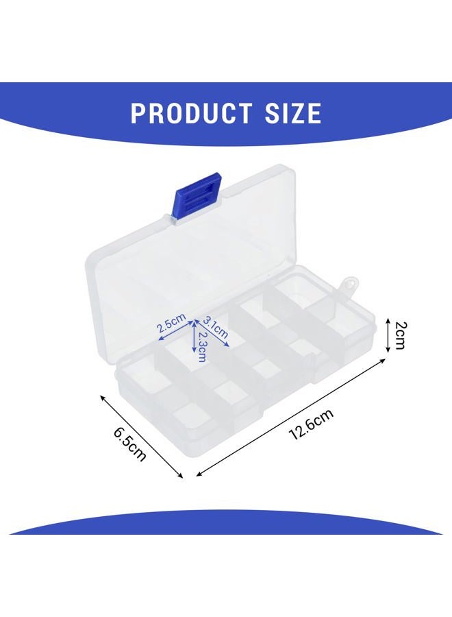 Framad 4 PCS 10 Grids Plastic Organizer Box with Dividers, Small Clear Tackle Container, Candy Large Bead Compartment - Image 2