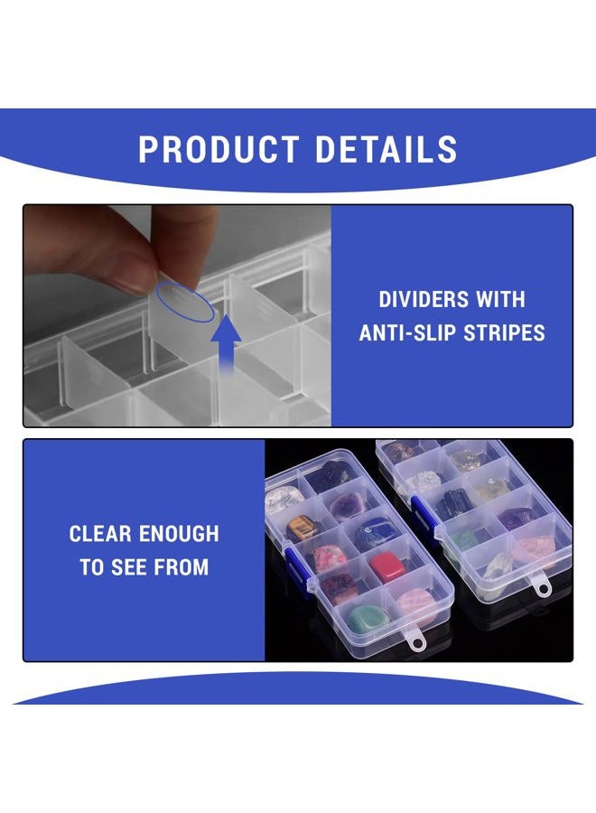Framad 4 PCS 10 Grids Plastic Organizer Box with Dividers, Small Clear Tackle Container, Candy Large Bead Compartment - Image 4