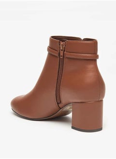 Celeste Women's Solid Ankle Boots with Zip Closure and Block Heels  - Image 2