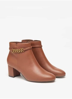 Celeste Women's Solid Ankle Boots with Zip Closure and Block Heels  - Image 4