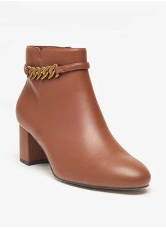 Celeste Women's Solid Ankle Boots with Zip Closure and Block Heels  - Image 1