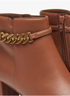 Celeste Women's Solid Ankle Boots with Zip Closure and Block Heels  - Image 5