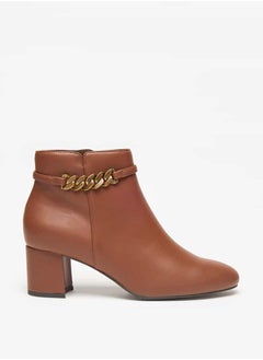 Celeste Women's Solid Ankle Boots with Zip Closure and Block Heels  - Image 3
