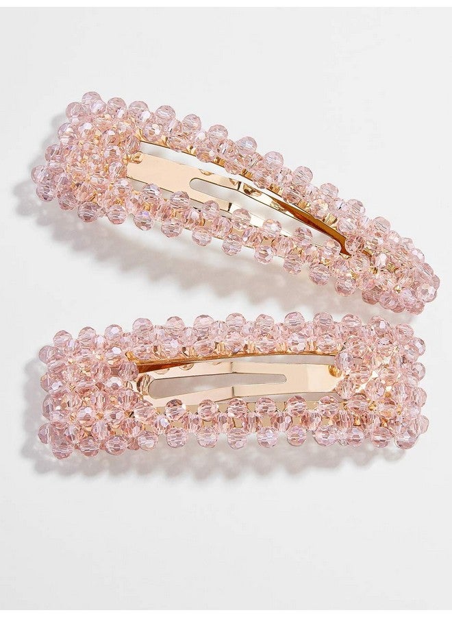 KCHIES Pink Crystal Facet Pearl Hair Clip For Women Girls Mother'S Day Gifts Set Rhinestone Big Faux Hairpins Barrette Slides Her Fashion Wedding Accessories Ladies Christmas Birthday Party Favors - Image 1