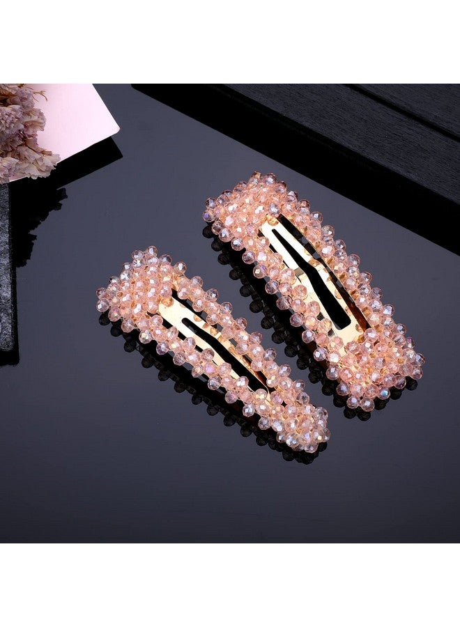 KCHIES Pink Crystal Facet Pearl Hair Clip For Women Girls Mother'S Day Gifts Set Rhinestone Big Faux Hairpins Barrette Slides Her Fashion Wedding Accessories Ladies Christmas Birthday Party Favors - Image 2