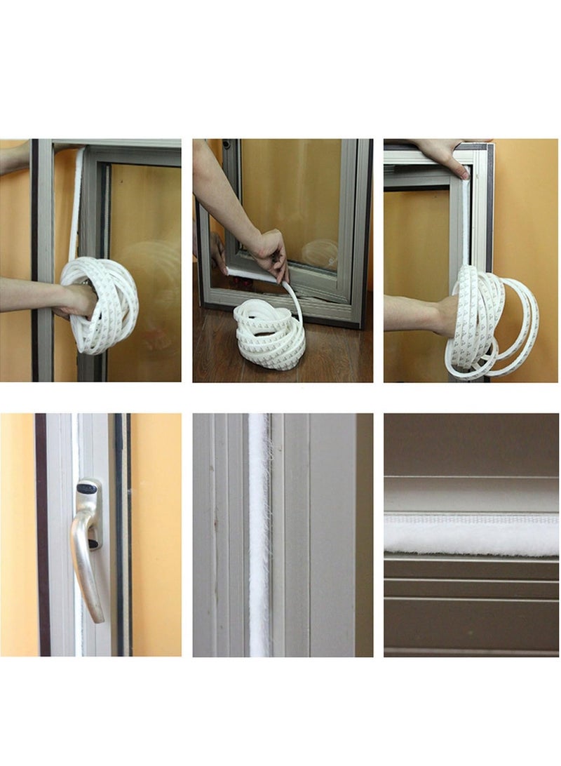 SYOSI مانع تسرب الطقس لباب، شريط مانع تسرب طقس فرشاة ذاتية اللاصق للنوافذ والأبواب، عزل نافذة فرشاة مانع تسرب للأبواب والنوافذ المنزلية 10م - Image 4