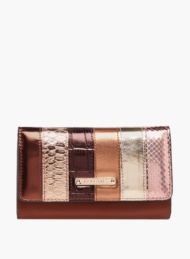 Celeste Metallic Accent Wallet with Button Closure - Image 1