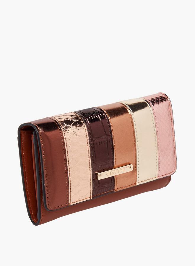 Celeste Metallic Accent Wallet with Button Closure - Image 3