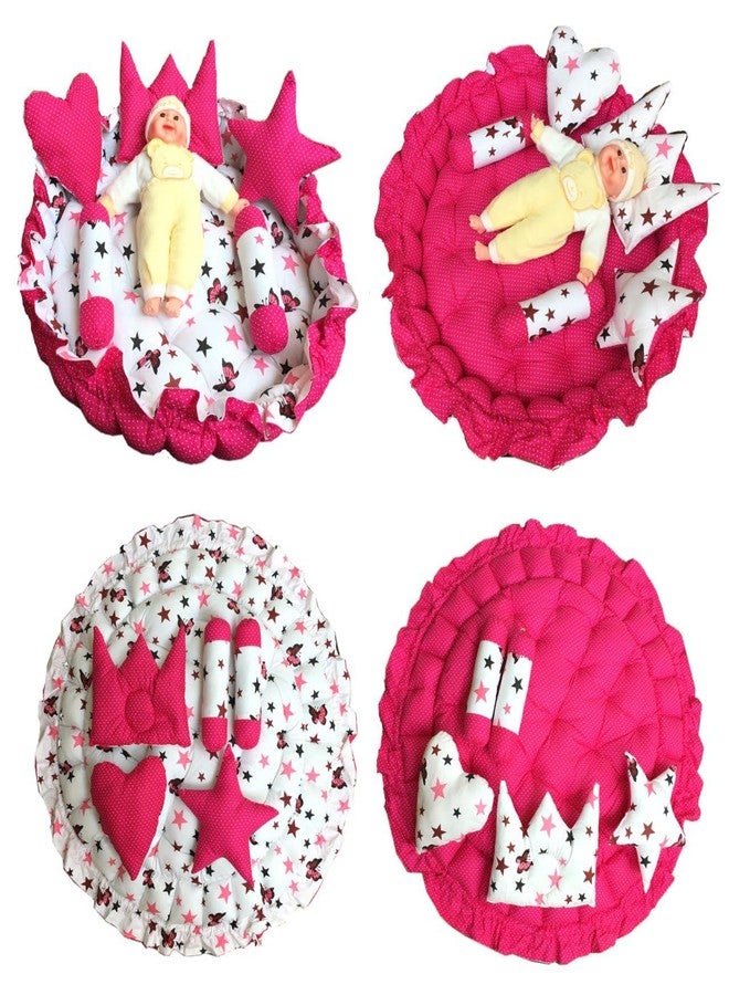 SmallBerry™ Baby Nest for New Born Round Reversible Bed Sleeping Bedding Set New Born Baby Sleeping Bad Godadi (Red) - Image 5