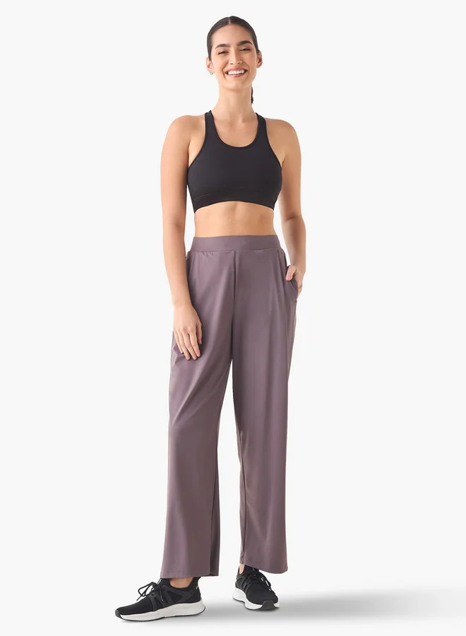 ADOT by Splash Wide Leg Track Pants with Elasticated Waistband and Pocket