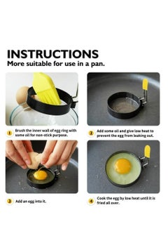 Generic Egg Ring for Frying Eggs and Egg Mcmuffins Set of 2 with Anti-scald Handle, Round Ring Mold Shaper  - Image 4