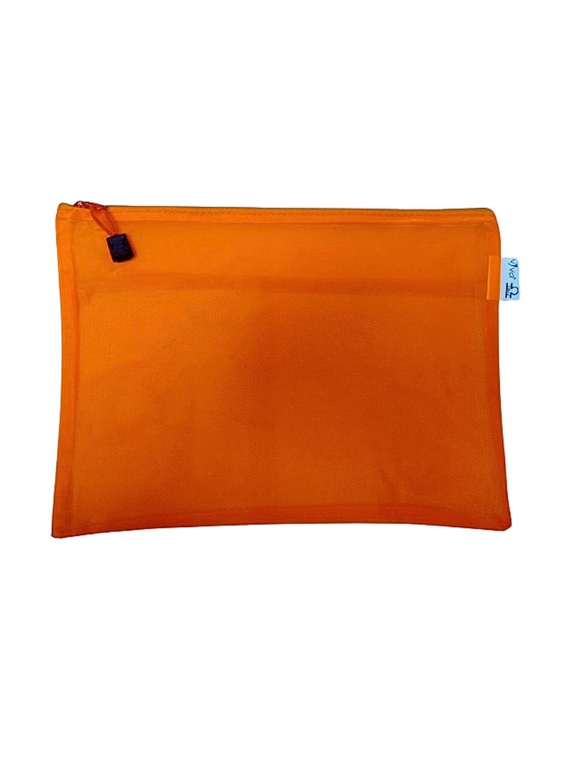 Libra Zipper Pouch, A4 Size,Orange Waterproof Mesh Bag Document Bag File Folder for School Office Supplies - Image 1