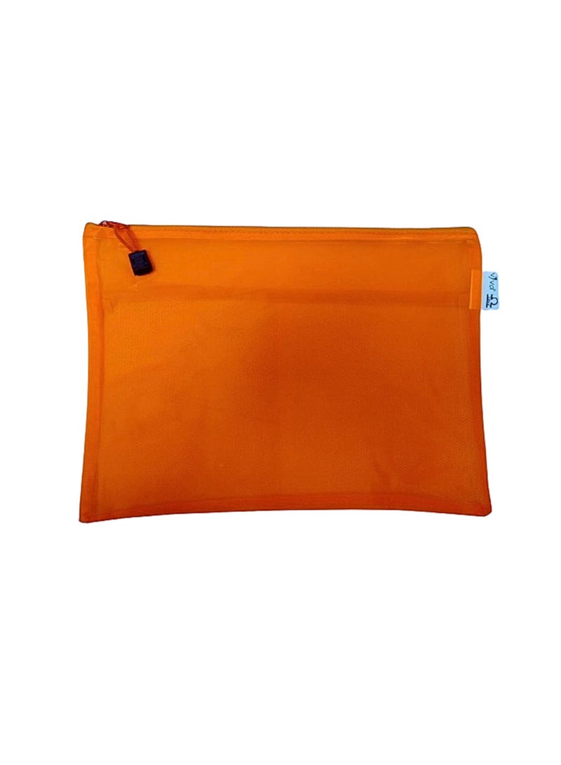 Libra Zipper Pouch, A4 Size,Orange Waterproof Mesh Bag Document Bag File Folder for School Office Supplies - Image 2