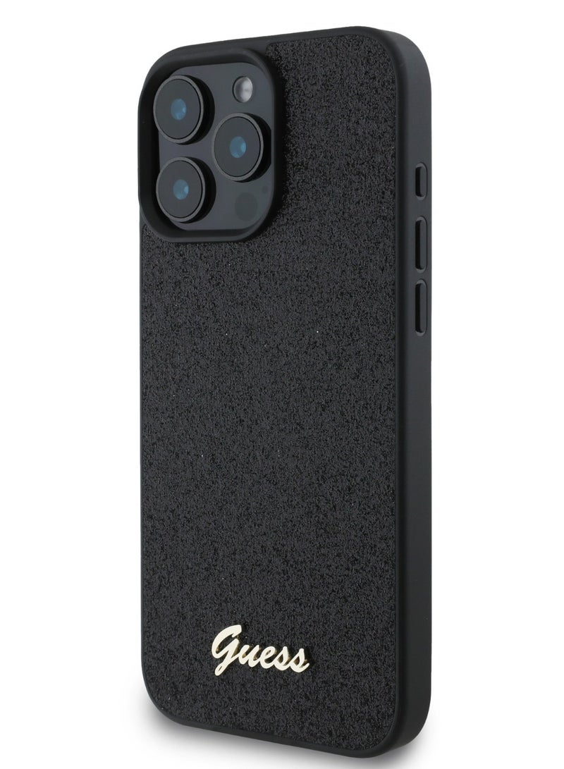 GUESS iPhone 16 Pro Case  Fixed Glitter Hard back cover / Drop protection / Slim Profile / Easy Snap-On- Black  - Image 1