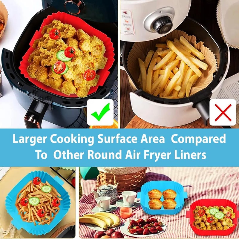 NISIXDEC Air Fryer Silicone Liners 2 PCS Square with Oven Mitts Basting Brush and a Pair of Tongs Reusable Silicone Molds Air Fryer Accessories Replacement of Parchment Paper - Image 4