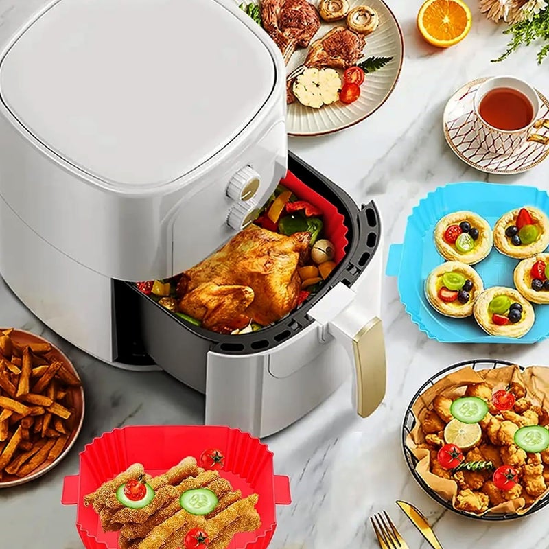 NISIXDEC Air Fryer Silicone Liners 2 PCS Square with Oven Mitts Basting Brush and a Pair of Tongs Reusable Silicone Molds Air Fryer Accessories Replacement of Parchment Paper - Image 5