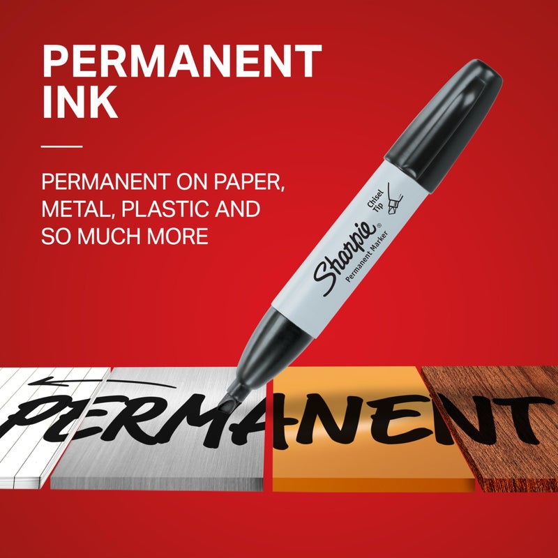 Sharpie Permanent Markers, Chisel Tip, Black, 12 Count - Home, School, Office Supplies - Image 3