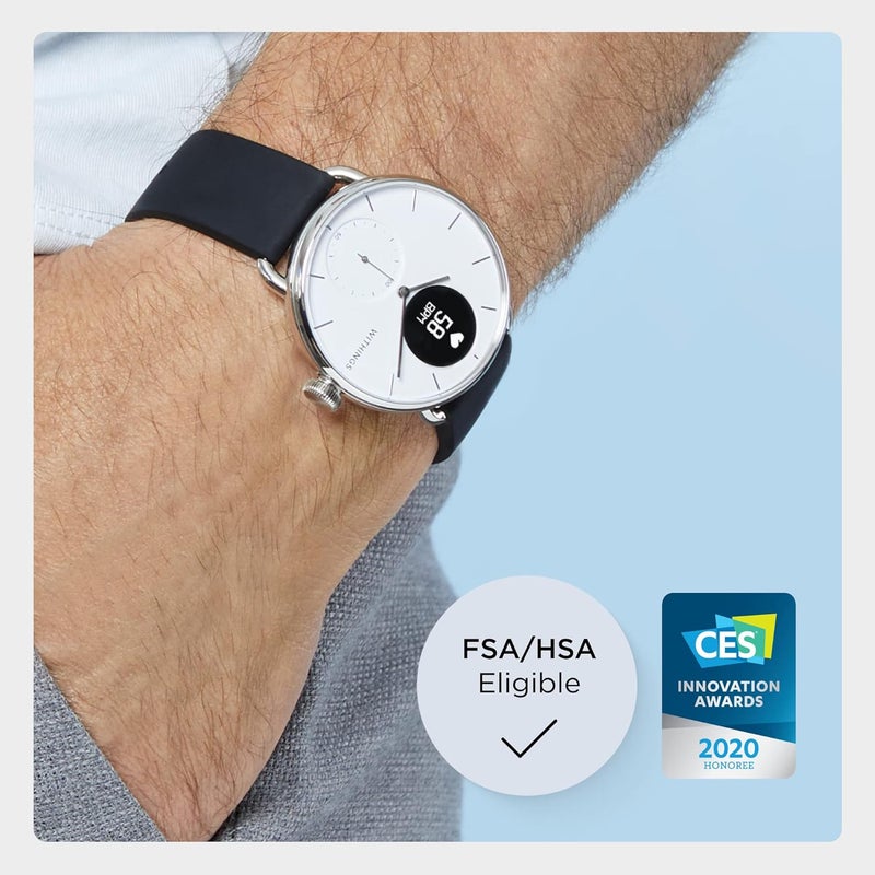 Withings ScanWatch 2 - ساعة ذكية هجينة ، مراقبة معدل ضربات القلب ، تتبع اللياقة البدنية ، تتبع الدراجة ، مراقبة النوم ، تتبع GPS ، عمر البطارية لمدة 30 يومًا ، متوافق مع أندرويد وأبل ، HSA / FSA - Image 2