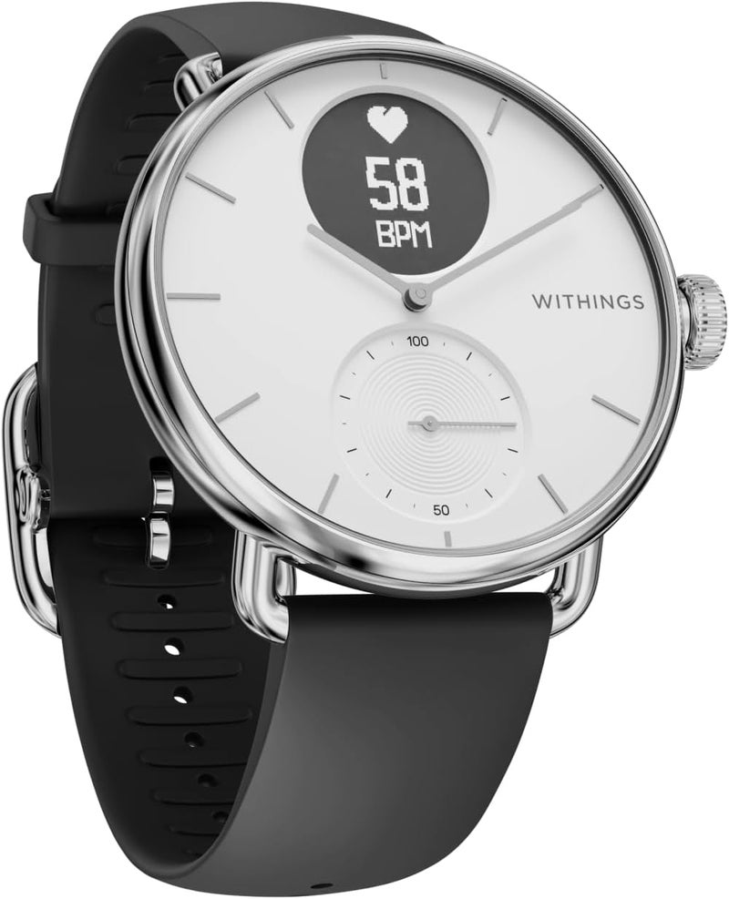 Withings ScanWatch 2 - ساعة ذكية هجينة ، مراقبة معدل ضربات القلب ، تتبع اللياقة البدنية ، تتبع الدراجة ، مراقبة النوم ، تتبع GPS ، عمر البطارية لمدة 30 يومًا ، متوافق مع أندرويد وأبل ، HSA / FSA - Image 1