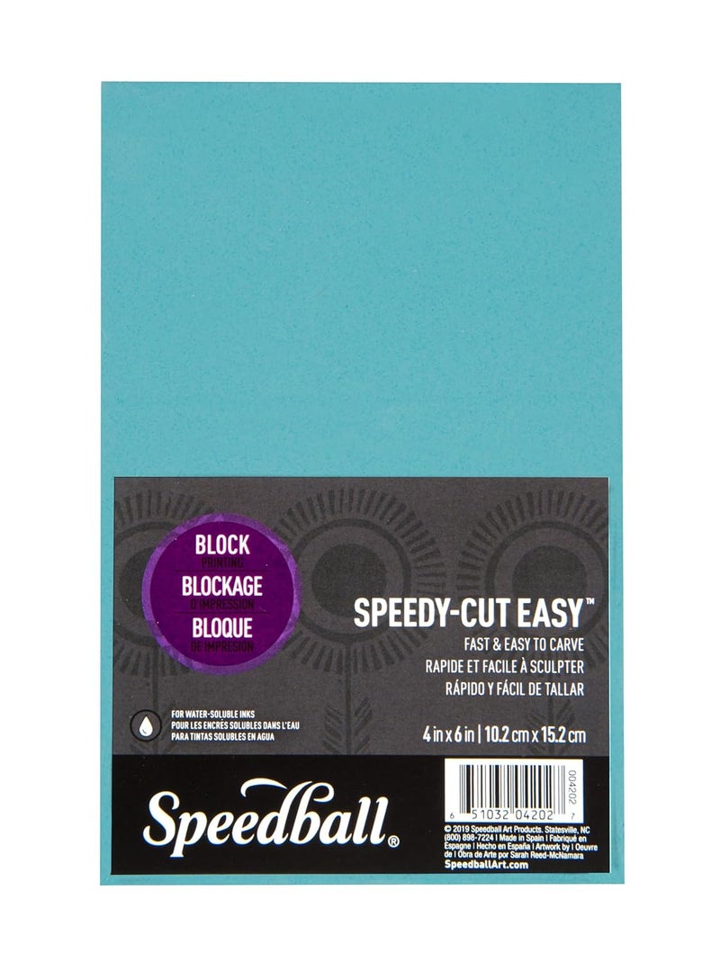 Speedball 4202 Speedy-Cut Easy Block Printing Carving Block – Soft Rubber-Like Material, Blue, 4 x 6 Inches - Image 1