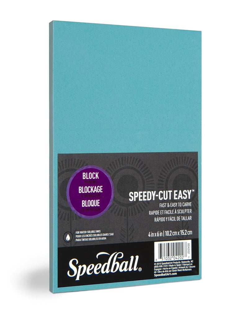 Speedball 4202 Speedy-Cut Easy Block Printing Carving Block – Soft Rubber-Like Material, Blue, 4 x 6 Inches - Image 2