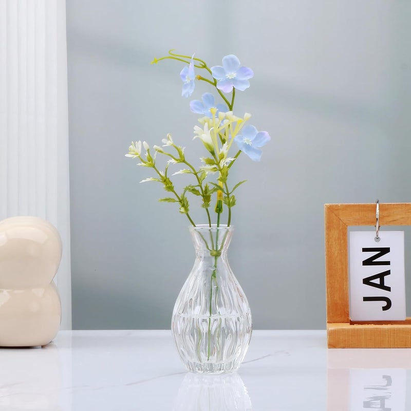 Mapoxy Glass Bud Vases Set of 4,Small Flower Vases for Wedding Centerpiece Table Decorations,Clear Vintage Embossed Mini Vases,Flower Arrangements in Vases for Party or Home Decor - Image 5