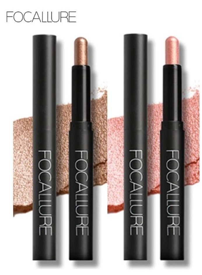 FOCALLURE Set of Shimmer Cream Eyeshadow Stick #8 Copper #10 Pink Fire - Image 1