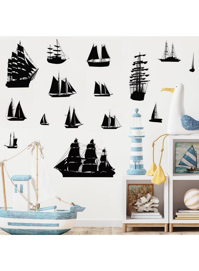 MEFOSS Removable Pirate Ship Wall Stickers Vinyl Boat Wall Decals Peel and Stick Sailboat Art Decor for Living Room Bedroom Nursery Classroom Decoration - Image 1