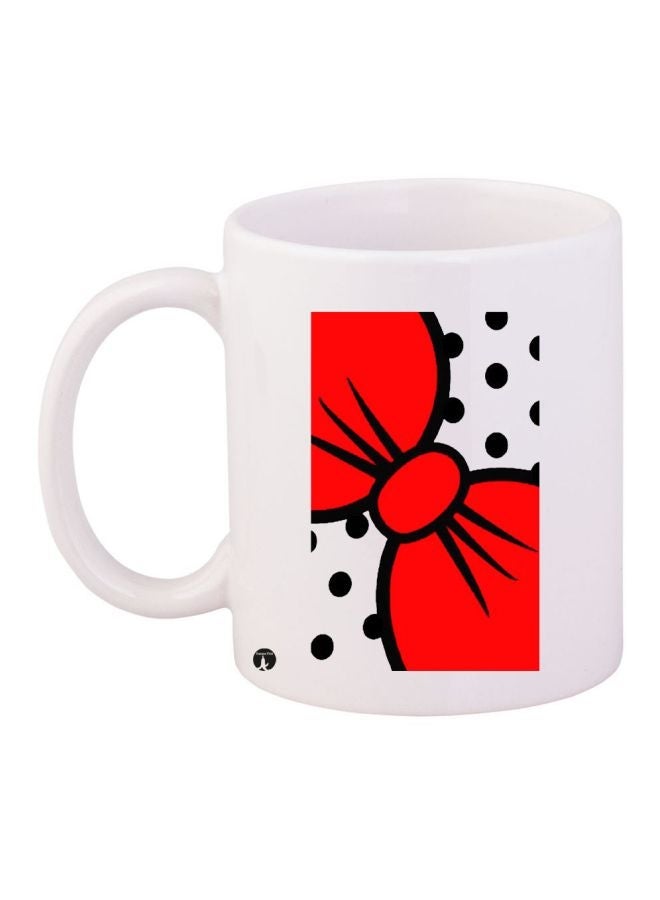 RYN Bow Printed Coffee Mug White/Red/Black 11ounce