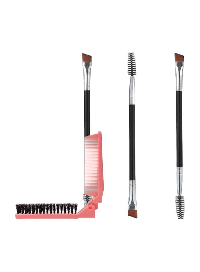 Double-Sided Hair Brush Nylon Comb Hair Styling Comb for Travel Barber Salon Home Use & Double eyebrow brush, angled eyebrow brush, 3pcs curved brush, eyelash comb, eyebrow brush tool (3 pieces)Bundle - Image 1