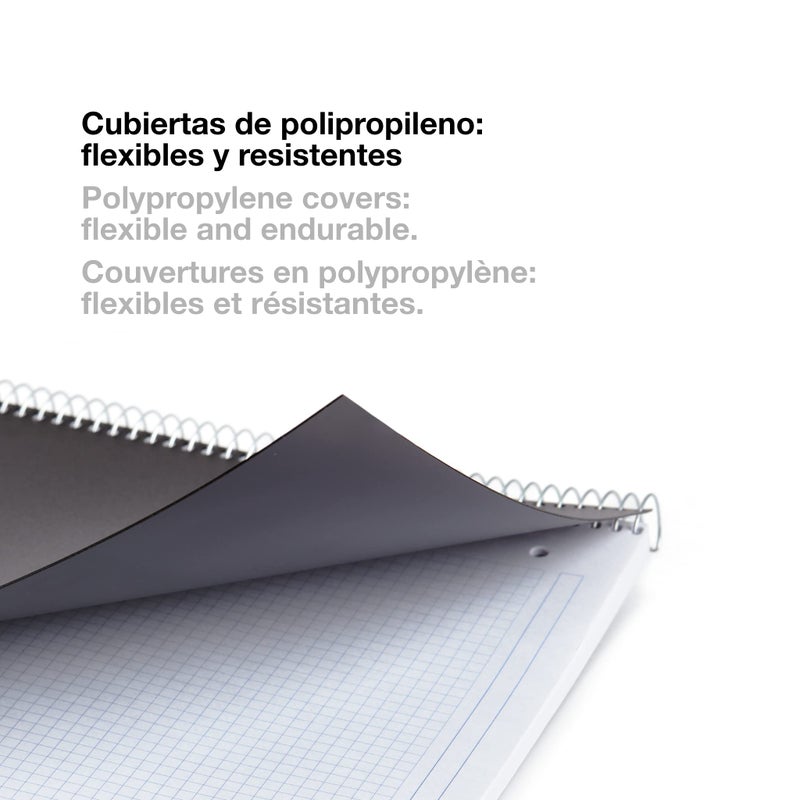 Miquelrius 8.25 x 11.75 A4 Wirebound Notebook, 6-Subject, Graph Paper, Black (2824) - Image 5