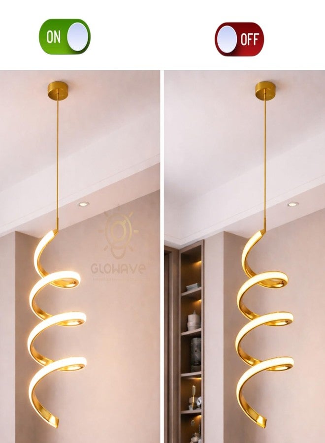 Glowave Royal LED 1 Spiral Shape Classic Acrylic Bedside Pendant/Hanging Light Ceiling Lamp Lighting Fixture - Warm White (L760/FGD) - Image 4