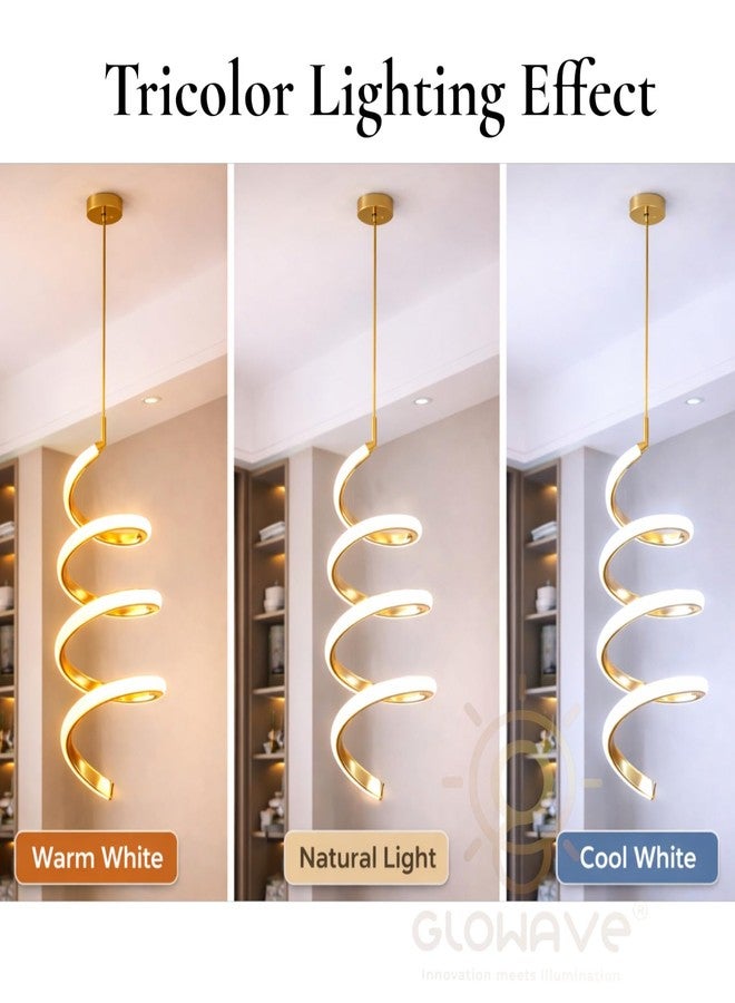 Glowave Royal LED 1 Spiral Shape Classic Acrylic Bedside Pendant/Hanging Light Ceiling Lamp Lighting Fixture - Warm White (L760/FGD) - Image 3