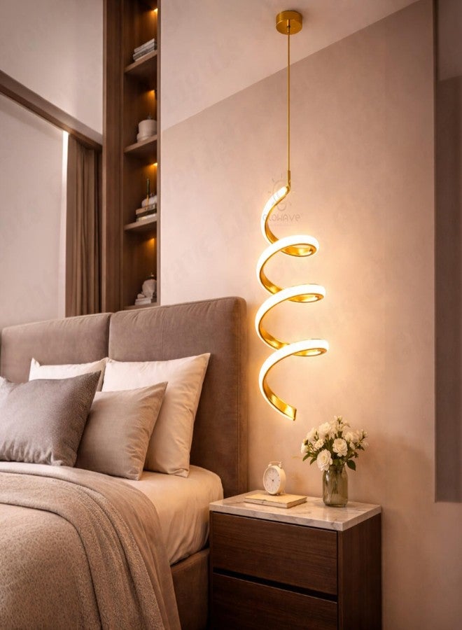 Glowave Royal LED 1 Spiral Shape Classic Acrylic Bedside Pendant/Hanging Light Ceiling Lamp Lighting Fixture - Warm White (L760/FGD) - Image 1