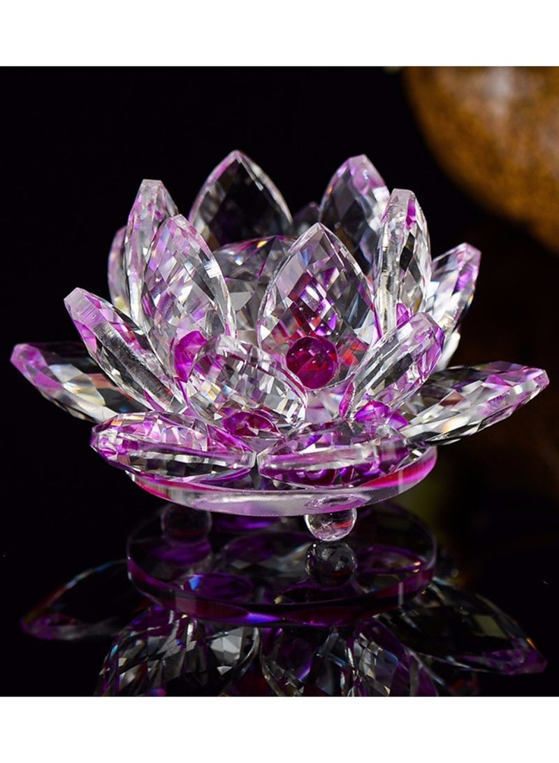 Julia Store Clear Crystal Lotus, Sparkle Crystal Flower, Hue Reflection, Glittering,Purity, Good Fortune,Wisdom,Feng Shui Ornaments,Home Decor,Party,Photography (5.5"/14cm, Purple)  - Image 2