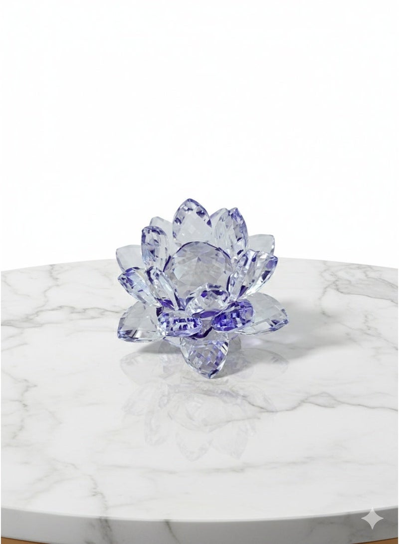 جوليا ستور زهرة لوتس كريستالية شفافة، زهرة كريستالية لامعة، انعكاس لوني، متألقة، نقاء، حظ سعيد، حكمة، زينة فنغ شوي، ديكور منزلي، حفلات، تصوير فوتوغرافي (5.5 بوصة/14 سم، بنفسجي) - Image 3