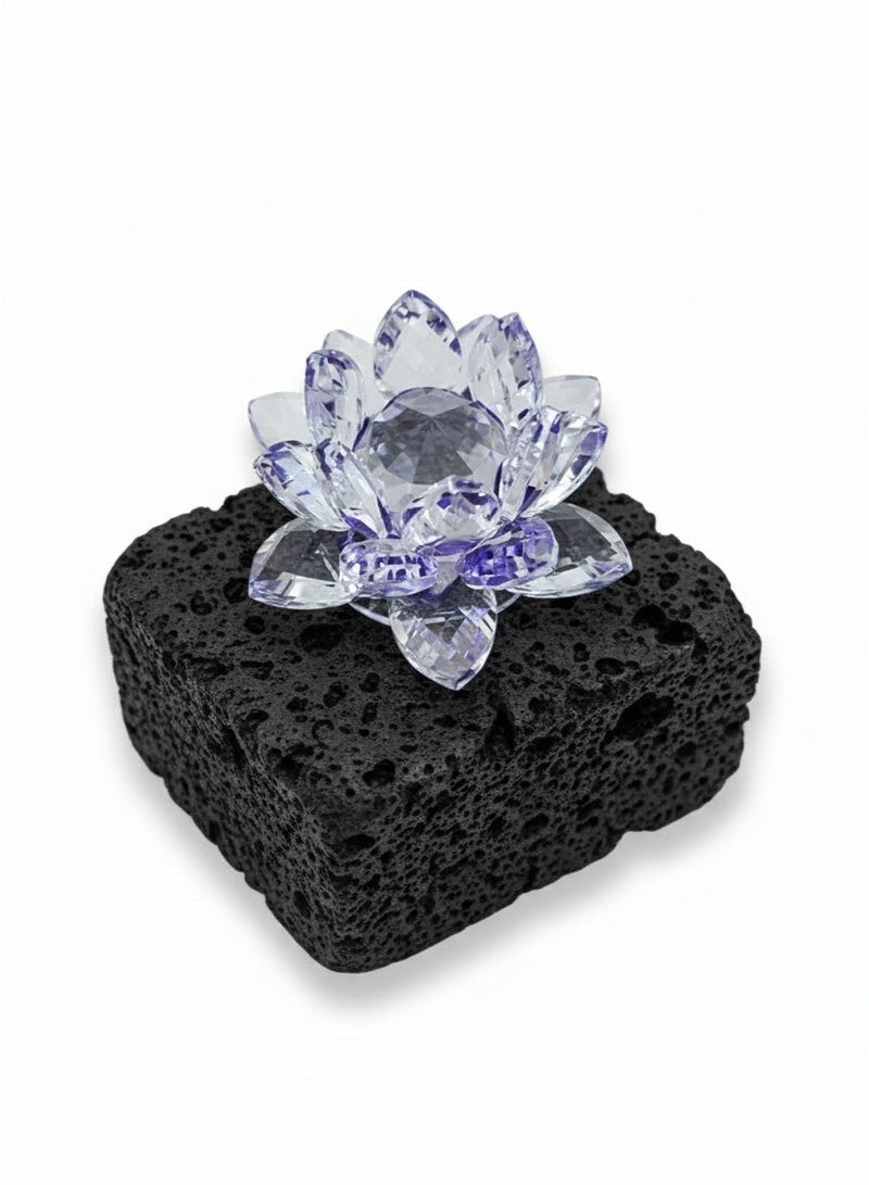 جوليا ستور زهرة لوتس كريستالية شفافة، زهرة كريستالية لامعة، انعكاس لوني، متألقة، نقاء، حظ سعيد، حكمة، زينة فنغ شوي، ديكور منزلي، حفلات، تصوير فوتوغرافي (5.5 بوصة/14 سم، بنفسجي) - Image 2